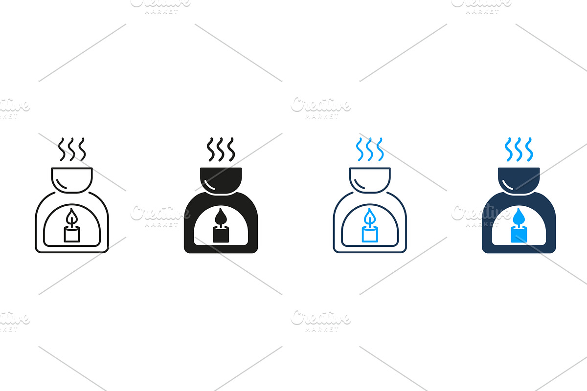 Essential Oil Burner Icons, an Object Illustration by Gentle Studio