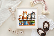 Watercolor Cats Sublimation Clipart, a Work Illustration by Dream Creation (Thumbnail 5 of 6)