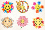 Retro Happy Face Floral Clipart Bund, an Illustration by Rose Art (Thumbnail 2 of 3)