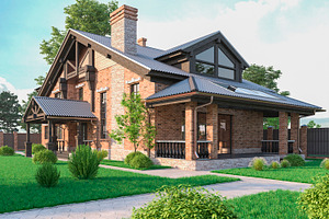 A Chalet house with a garage