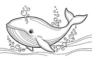 Whale Line Art Vector Bundle, an Illustration by yasushie (Thumbnail 30 of 51)