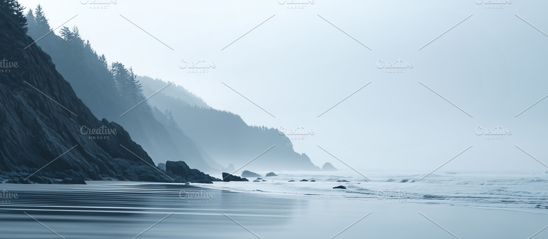 Misty coastal landscape with dark, a Nature Photo by MistyDay