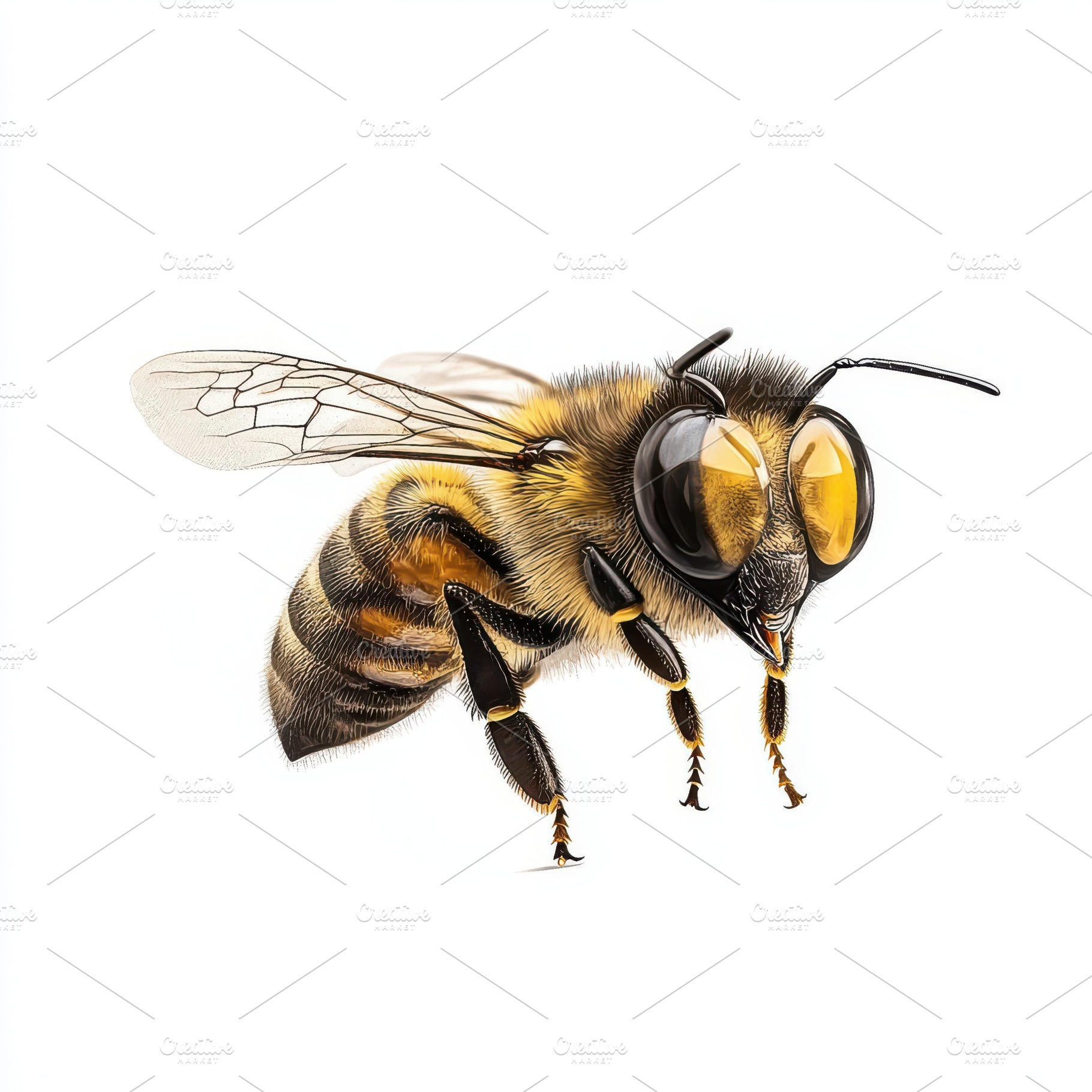 Honeybee in flight detailed closeup, an Animal Photo by Pixeness Studio
