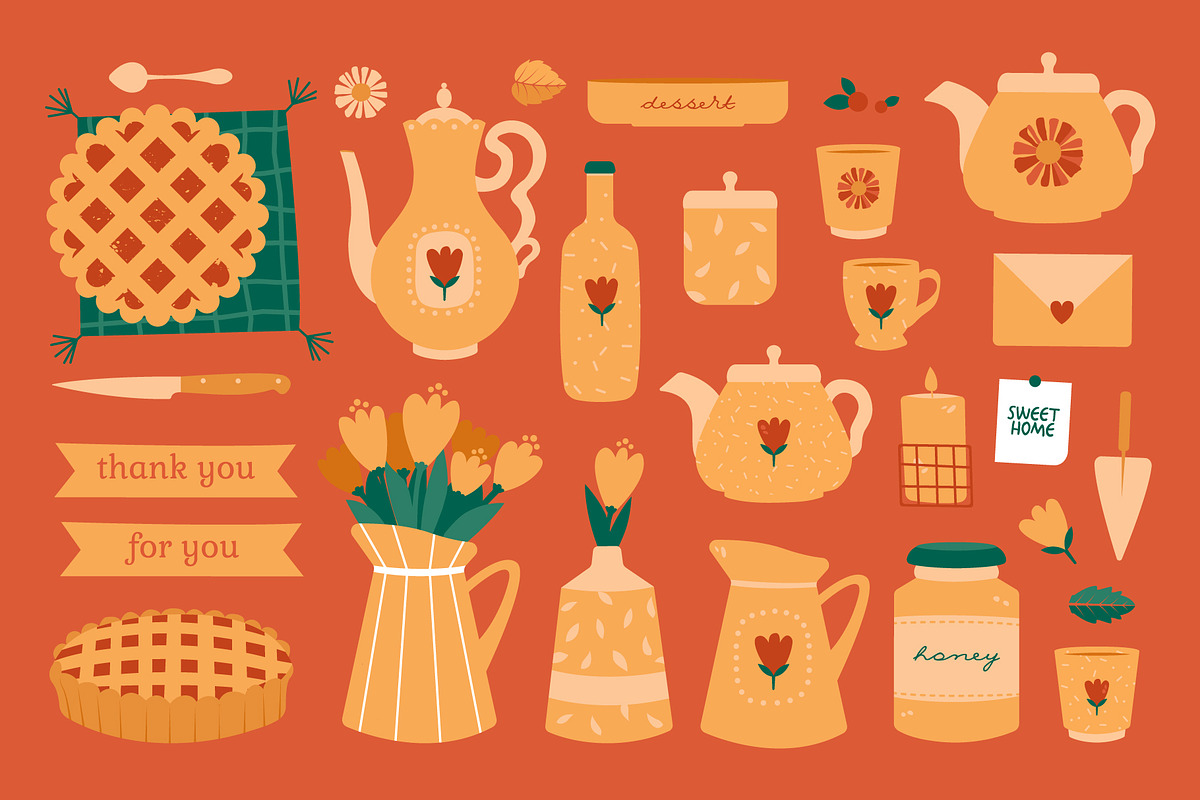 Tea Drinking Collection, an Object Illustration by Renberrry.Store (Photo 13 of 13)