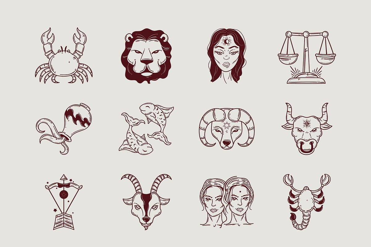 Zodiac Symbols Illustration Set