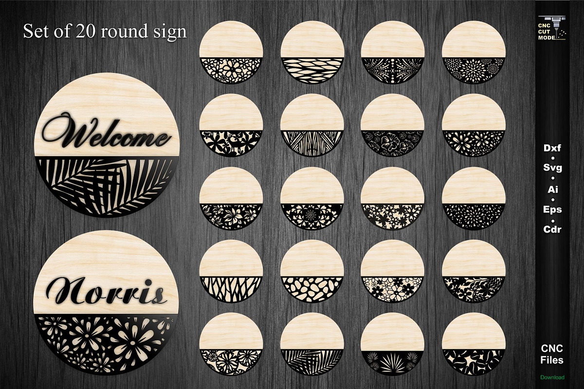 20 svg floral Welcome sign bundles, a Graphic by CncCutModel (Photo 1 of 4)
