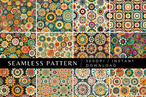 12 Earthy Bohemian Seamless Patterns