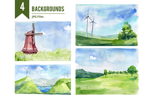 Green Energy Watercolor