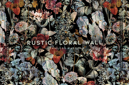 Rustic Floral Wall, a Wallpaper Graphic by MalyskaStudio