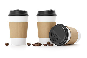 Mockup Of Paper Cups With Takeway.