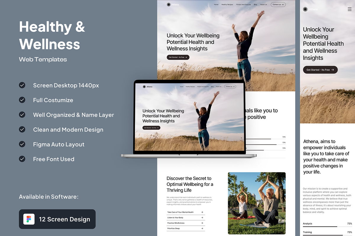 Athena - Health and Wellness Website, a Landing Page Template by SundayWorkTeam (Photo 1 of 6)