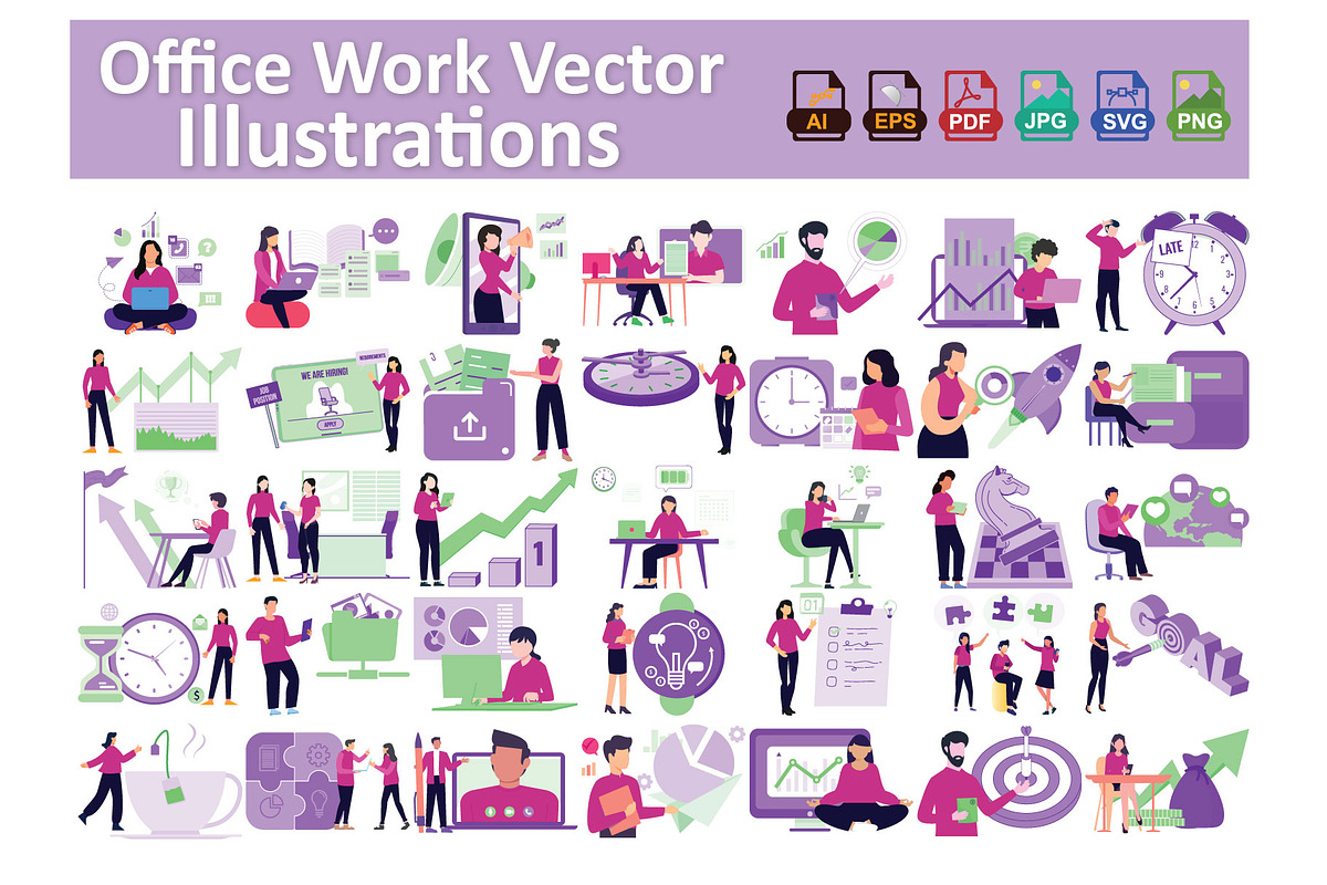 Office Work Vector Illustrations, an Illustration by Vector Portal (Photo 1 of 6)