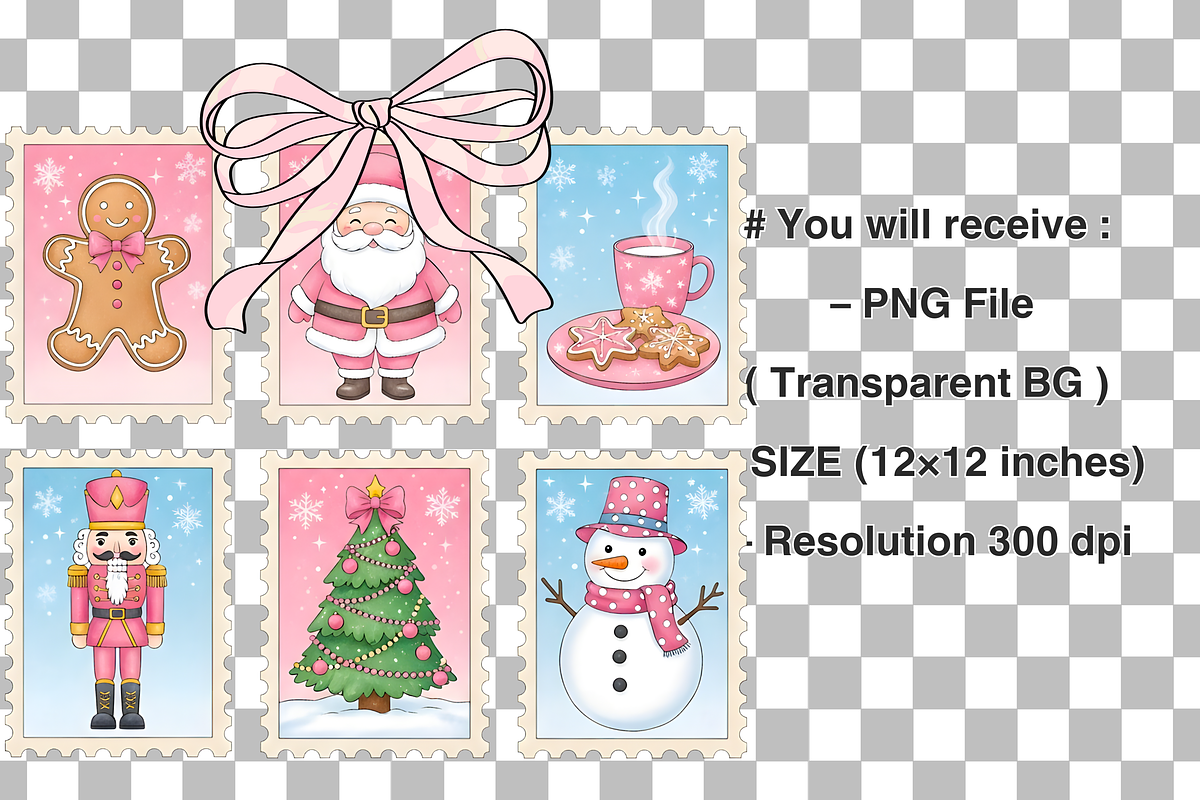 Pink Christmas Stamps Png, a Graphic by Clipart Bloom (Photo 2 of 2)