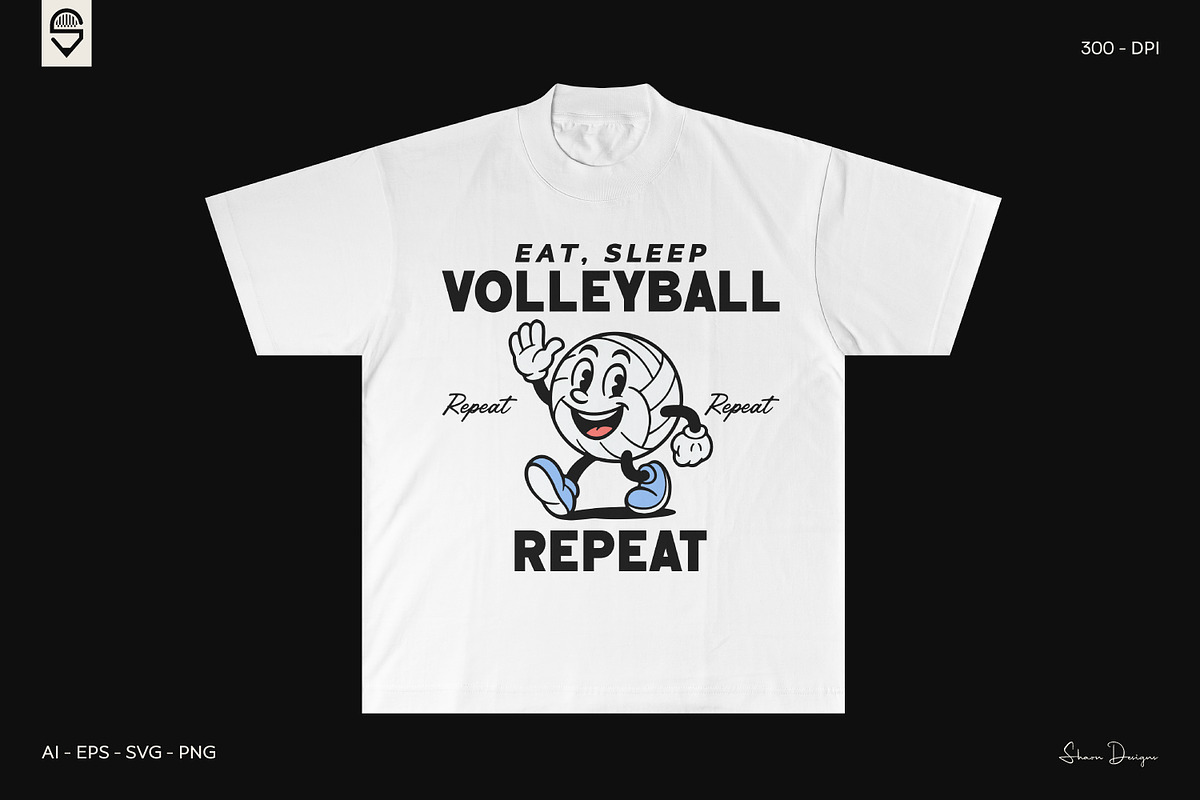 Volleyball T-Shirt Design Bundle, a Sport Illustration by shaondesigns (Photo 6 of 6)