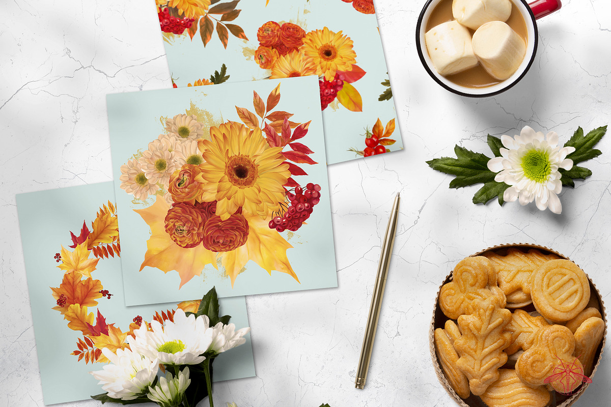 Golden | Watercolor Autumn set, a Decorative Illustration by Tanya Vollar (Photo 3 of 14)