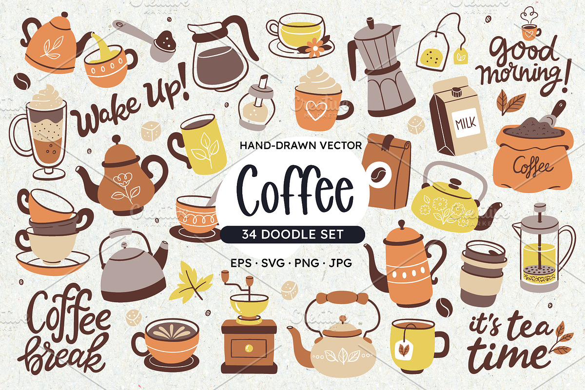 Coffee and tea isolated cliparts, an Object Illustration by insemar (Photo 1 of 4)