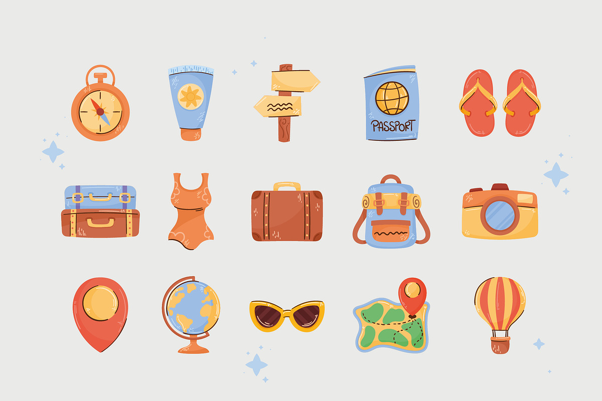 Travel Essentials Doodle Set