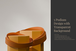 5 Podium with Transparent Background
