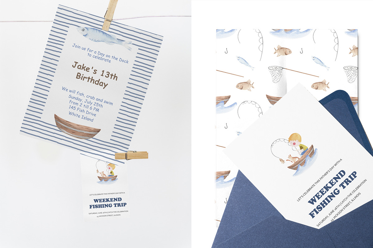 Fishing Watercolor Clipart, an Illustration by natalisart (Photo 10 of 10)
