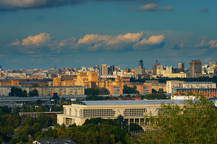Moscow city during sunset time backdrop, an Architecture Photo by RETROWAVE '88
