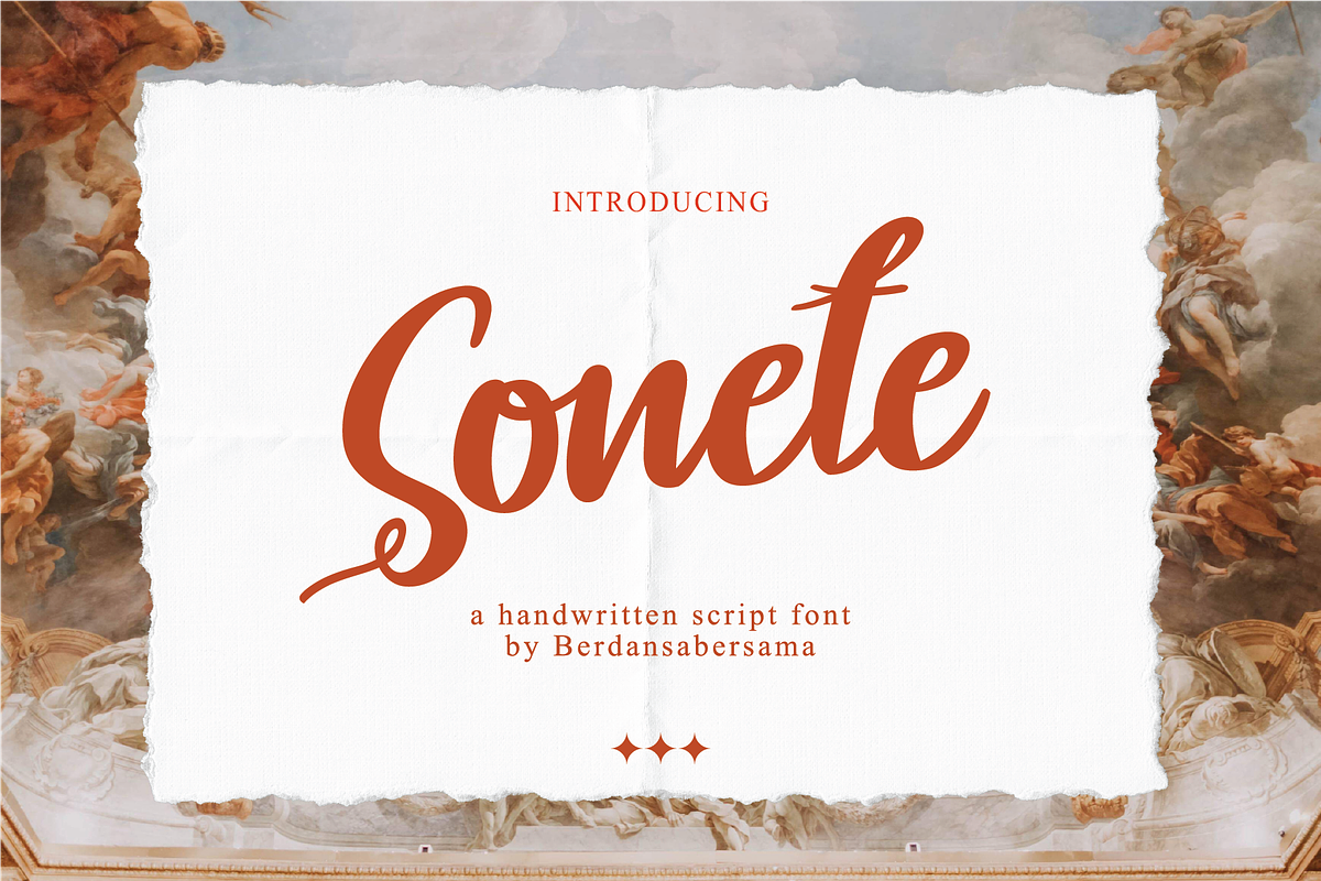 Sonete Script Font, a Script Font by Berdansabersama (Photo 1 of 9)