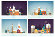 Winter, Christmas holiday cityscapes, a Decorative Illustration by Good Studio (Thumbnail 1 of 8)
