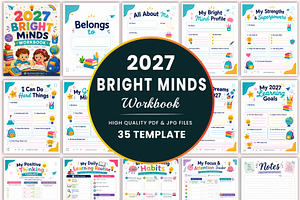 2027 Bright Minds Workbook, a Stationery Template by Shumaya
