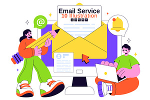 10 Email Service Illustration, an Object Illustration by denayunebgt