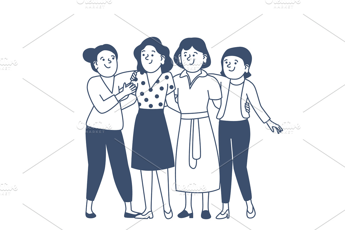 Friends hugging. Doodle female, a Person Illustration by LadadikArt