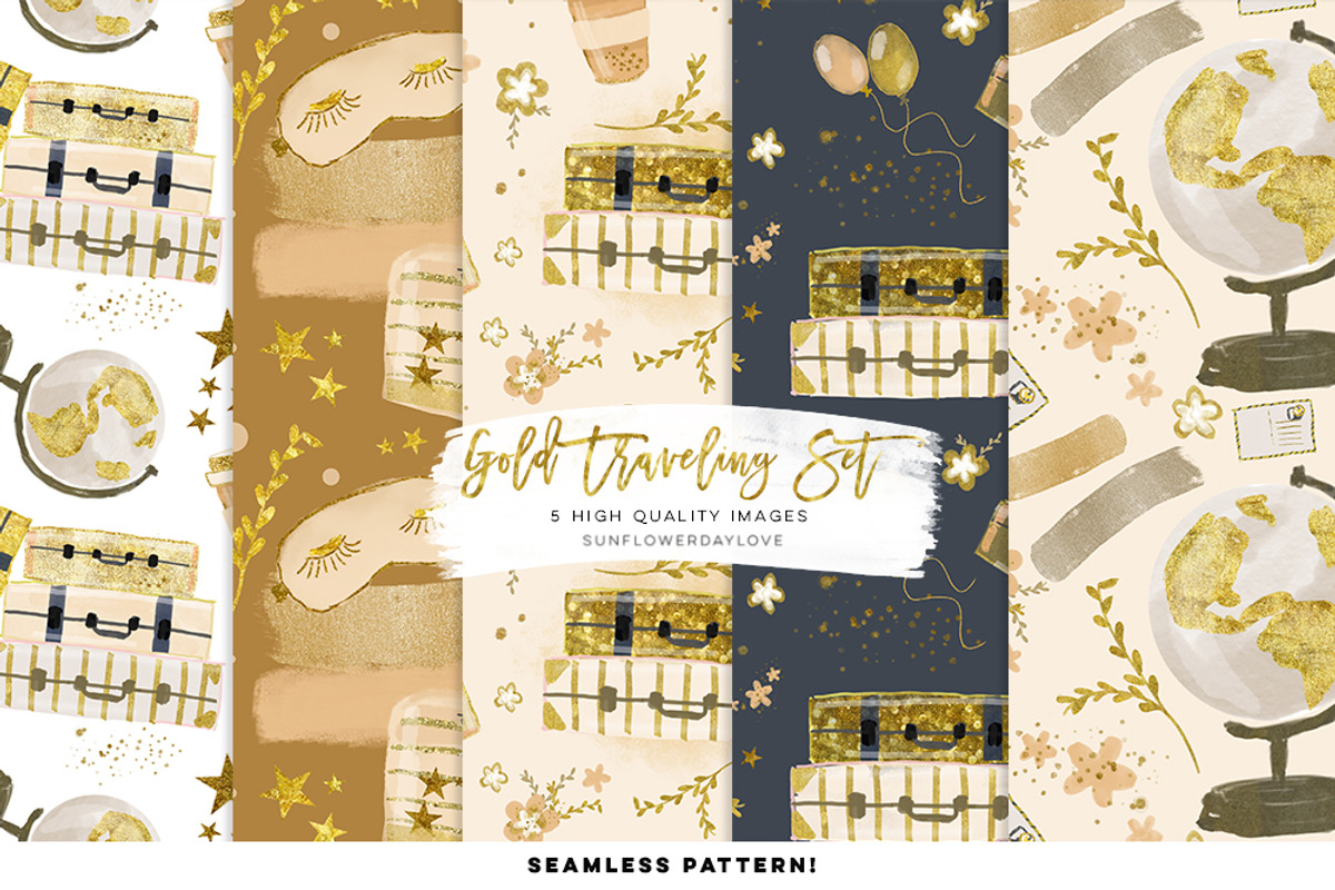 Travel Digital Papers, an Illustration by Sunflower Day Love (Photo 1 of 2)