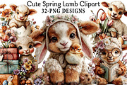 Cute Spring Lamb Clipart, an Illustration by Daily.Designs (Thumbnail 1 of 7)
