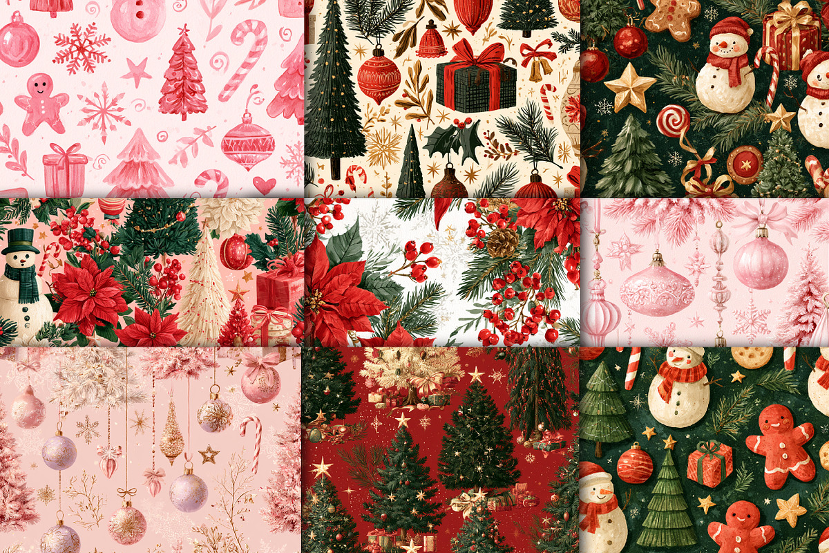 Christmas Digital Paper Pack, a Pattern Graphic by Black Bird Studio (Photo 4 of 6)