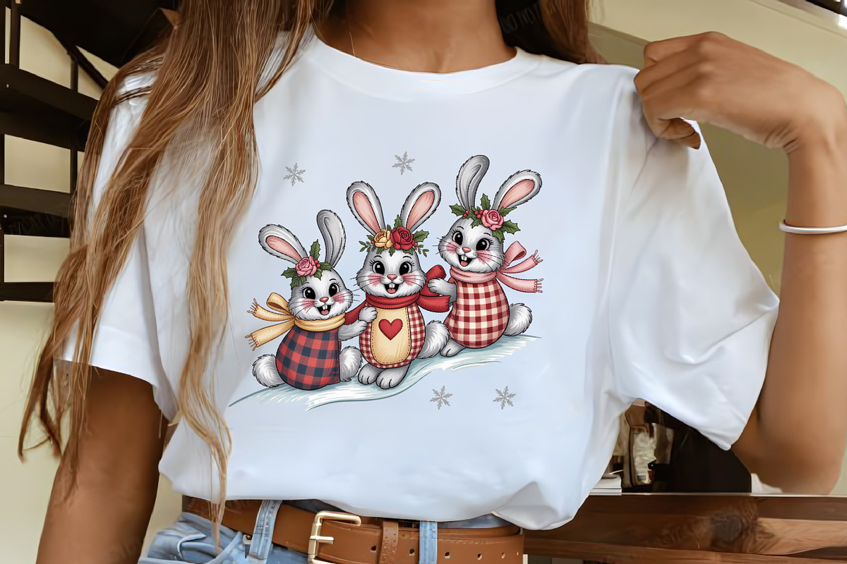 Faux Embroidery Three Christmas Bunn, an Illustration by CrexoraLab (Photo 2 of 4)