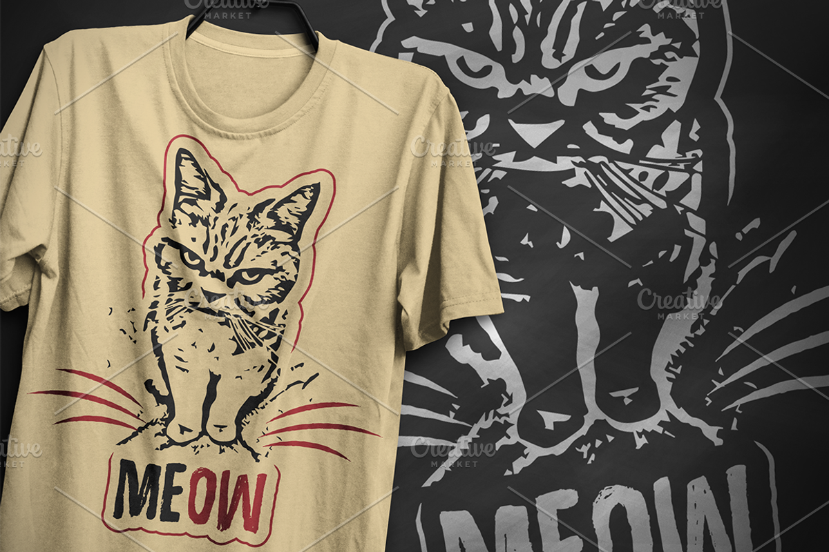 Angry cat - T-Shirt Design, an Animal Illustration by artnook (Photo 3 of 4)