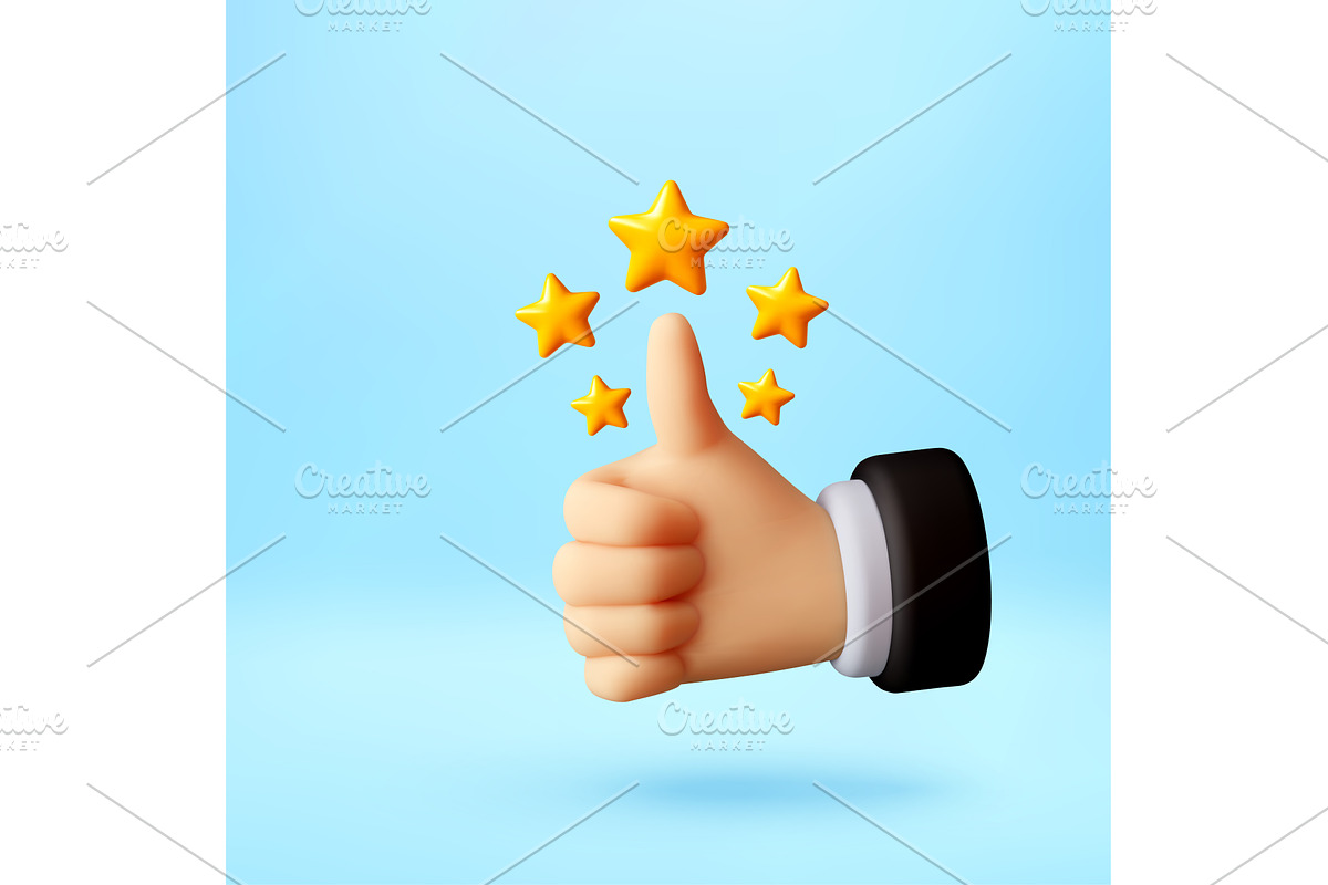 3d hand showing thumb up gesture, an Object Illustration by Abscent