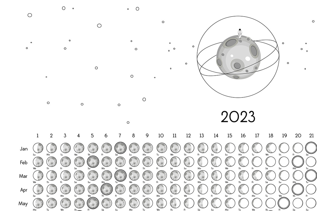 MEGA BUNDLE Moon Calendar 2023, a Stationery Template by land art (Photo 14 of 17)