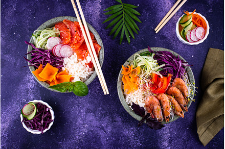 Hawaiian poke bowl with salmon and, a Food & Drink Photo by Yulia Furman