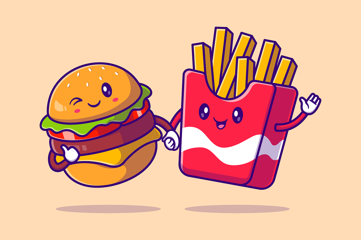 Cute Burger And French Fries Friend, a Food Illustration by Catalyst Labs (Photo 2 of 3)