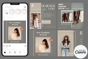 4 Fashion Instagram Feeds, a Social Media Template by TemplatePlus.net