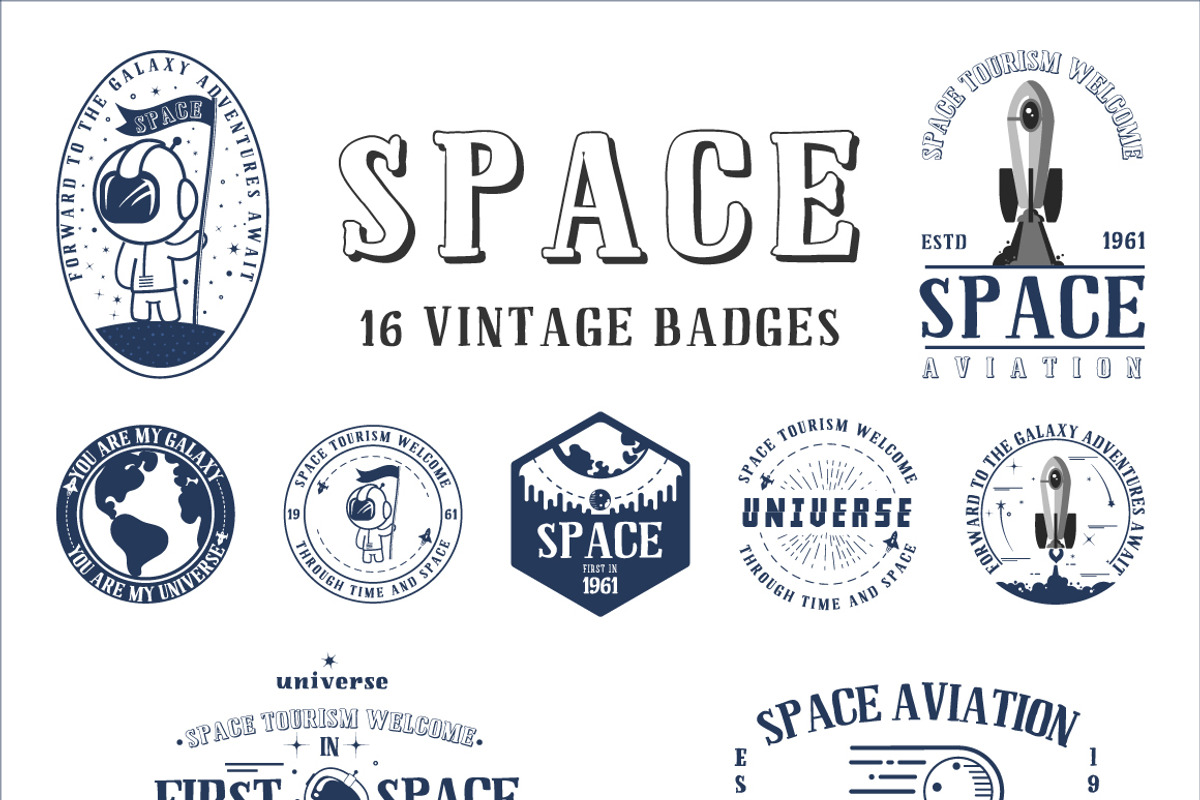 Space badge + 3 fonts., a Branding & Logo Template by zao4nik (Photo 2 of 13)