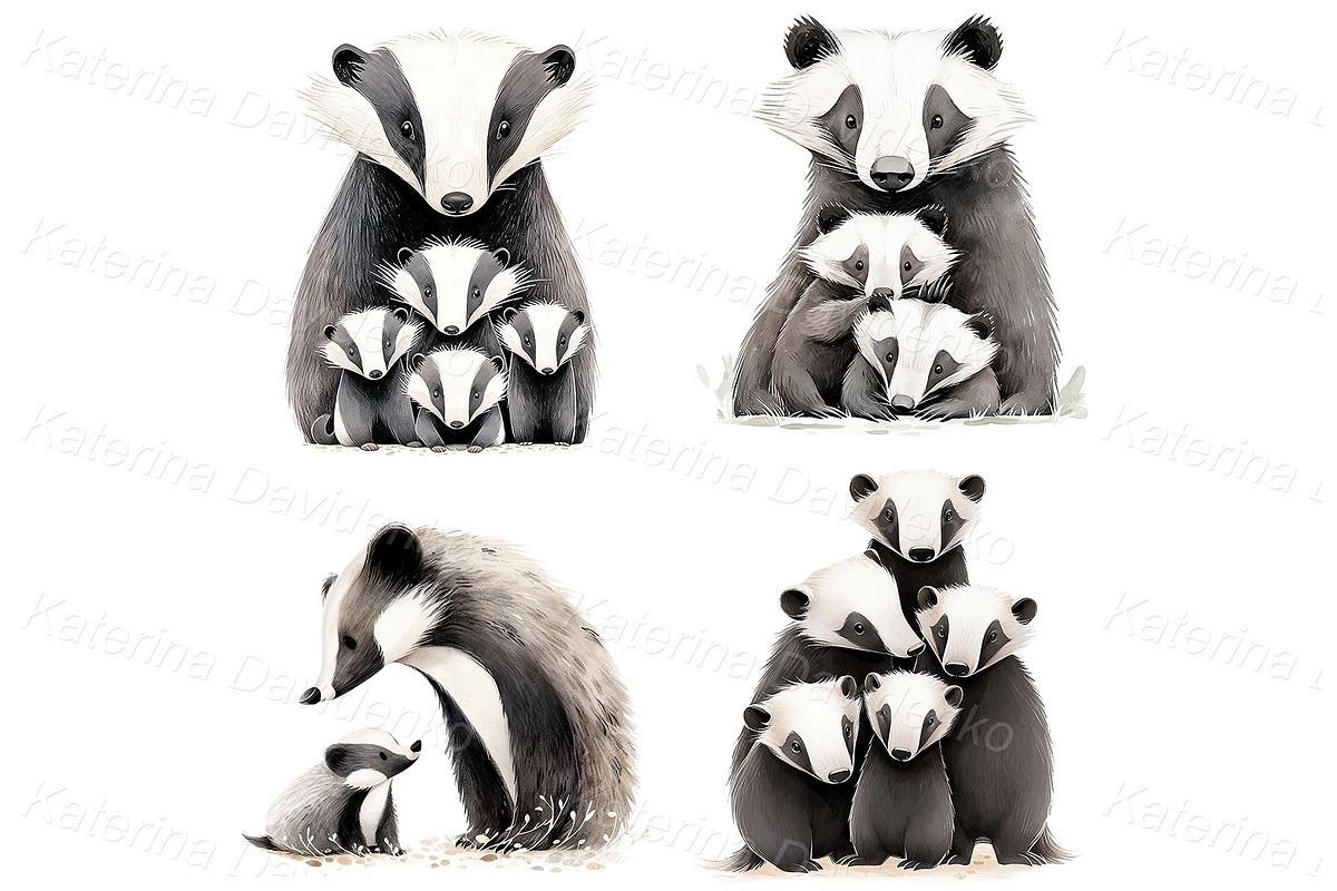 Watercolor cartoon animals bundle, an Animal Illustration by Bubert Art