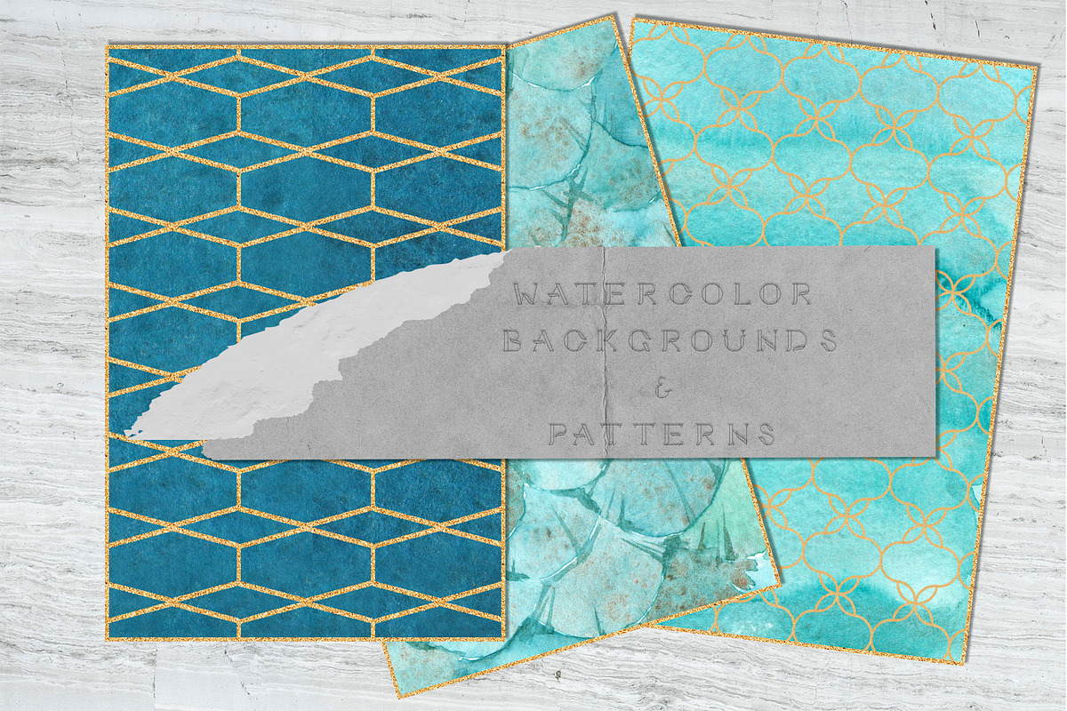 Peacock Blue Watercolor Collection, a Texture Illustration by Cat In Colour (Photo 4 of 10)
