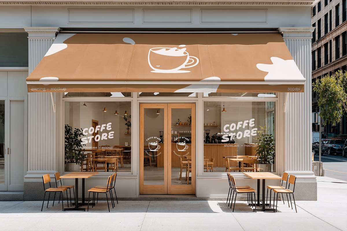 Coffee Shop Facade Glass Mockup, an Advertising Mockup by The Rose Project (Photo 1 of 3)