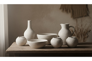 A collection of handcrafted ceramic, a Background Photo by Igor Tichonow