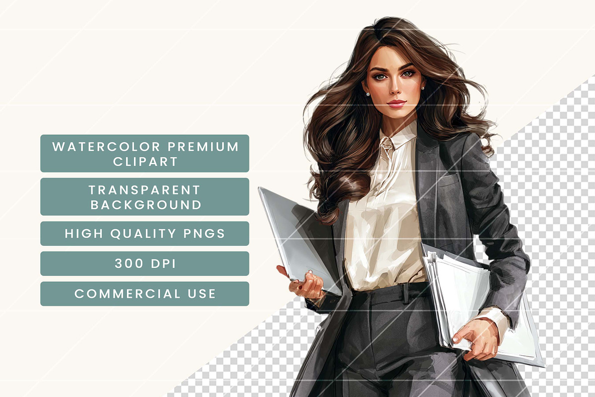 Watercolor Office Clipart Bundle, a Work Illustration by BusyDaydesign (Photo 7 of 9)
