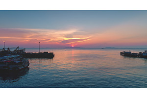 Colorful sunset over Gulf of, a Transportation Photo by Goinyk