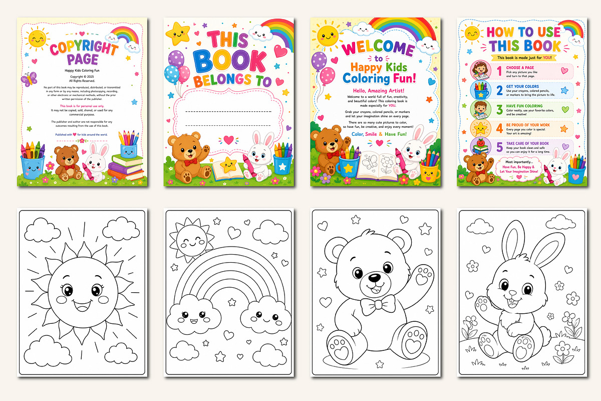 Rainbow Coloring Fun, a Stationery Template by Designmela01 (Photo 2 of 8)