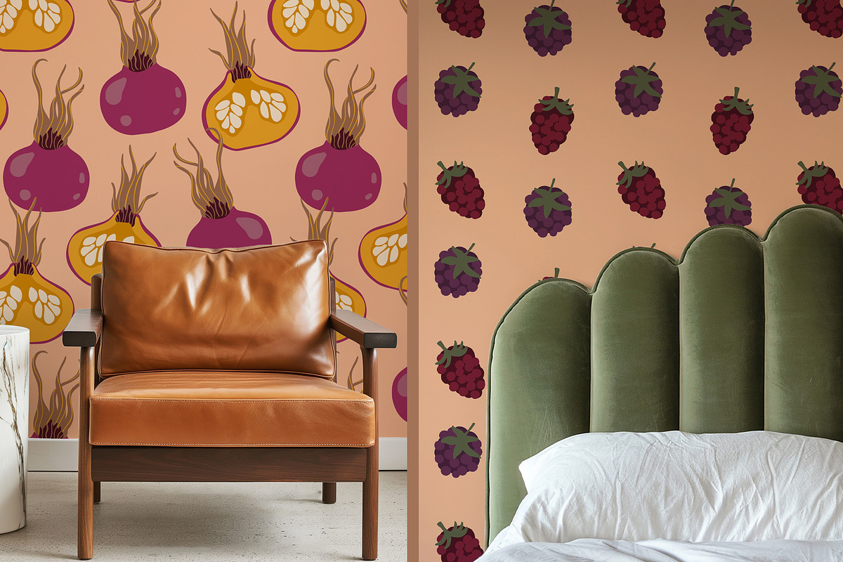 Orchard fruit vector patterns, a Pattern Graphic by Carpet Tapete Pretzel (Photo 7 of 17)