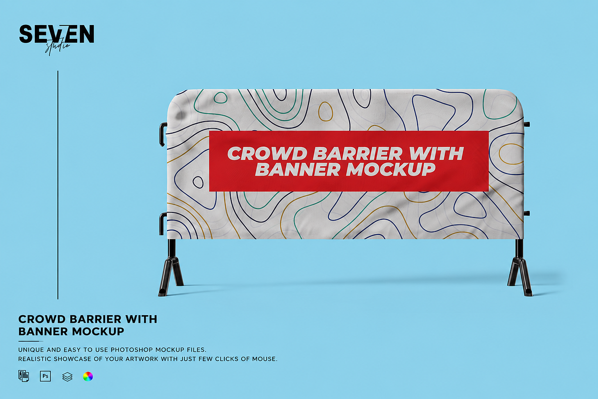 Concert Barrier Banner Mockup, an Advertising Mockup by Se٧enStudio (Photo 1 of 2)