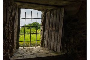 Detail of framing around a barred, an Architecture Photo by Backyard Stock